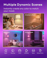 LED Arc Floor Lamp for Living Room, 65" with Magnetic Remote, RGB Color-Changing, 1600K Amber & 4000K Daylight, 0.1%-100% Dimmable, 1200lm, 350° Swivel Woven Linen Shade, Sofa & Reading Lamp