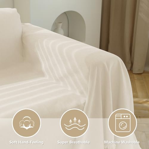 MEETSKY Sofa Cover Cushion Couch Cover Chenille Sofa Cover L Shape Sectional Covers for Dogs Washable Luxury Bed Blanket Furniture Protector for Pets,Kids(X-Large: 71" x 118", Beige
