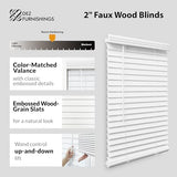 DEZ FURNISHINGS Cordless 2" Faux Wood Blind, 32" W x 48" H, White