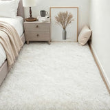 Area Rug Living Room Bedroom: 4x6 Fluffy Plush Shag Carpet Ivory