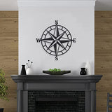 Resama Black Metal Décorative Nautical Compass Wall Decor, Indoor or Outdoor Wall Hanging Art Perfect for Beach