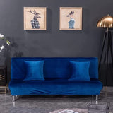 SFYZ HOME Velvet Armless Futon Slipcover,Stretch Silver Fox futon Cover, Modern Solid Color Sofa Bed Cover for for Futon Folding Bed Sofa (Royal Blue,M-61-72.8in/155-185cm)