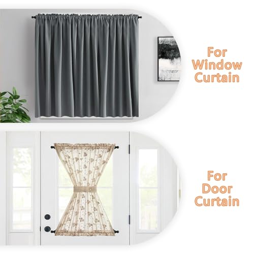 KXLife 2 Pack Small Curtain Rod 18-30 Inch, 1/2" Diameter, Cafe Door Curtain Window Rod, Adjustable Drapery Rods with Brackets (Black)