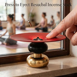 Brass Metal Incense Holder - One - Press Eject for Meditation, Yoga & Home Decor (Rich red, Round)