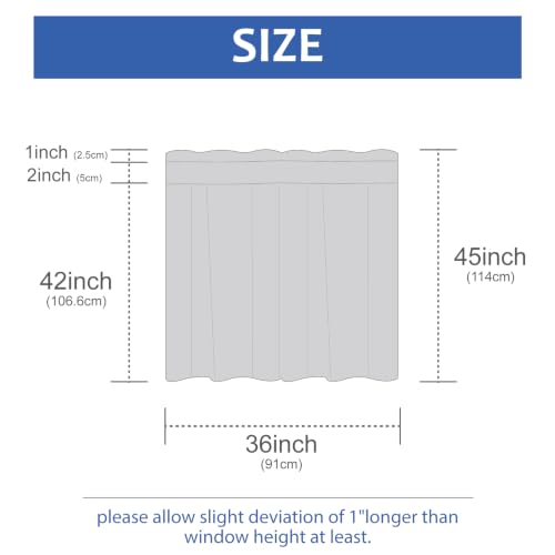 Home Queen White Waffle Bathroom Window Curtains, Water Repellent Rod Pocket Kitchen Drapes for Small Window, 2 Panels, 36 W X 45 L Inch Each