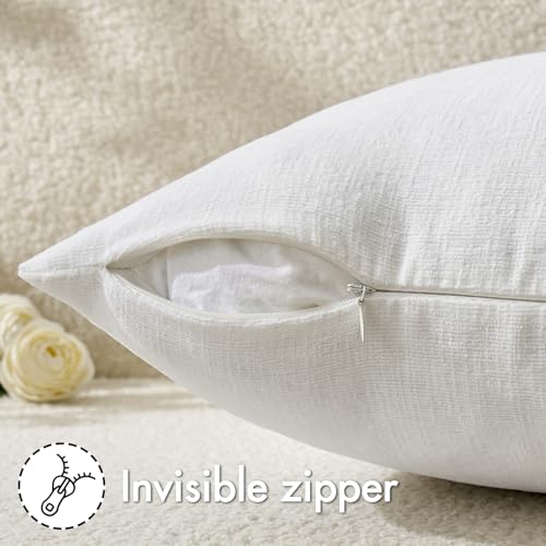 MIULEE White Chenille Couch Throw Pillow Covers, 18x18