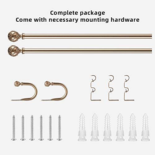Ycolnaefllr 1 Inch Diameter Double Curtain Rod Set for Windows Heavy Duty Double Window Treatment Curtain Rod Adjustable from 48 to 84 Inch, Resin Finials with Curtain Holdbacks,Gold