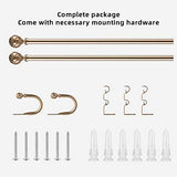 Ycolnaefllr 1 Inch Diameter Double Curtain Rod Set for Windows Heavy Duty Double Window Treatment Curtain Rod Adjustable from 48 to 84 Inch, Resin Finials with Curtain Holdbacks,Gold