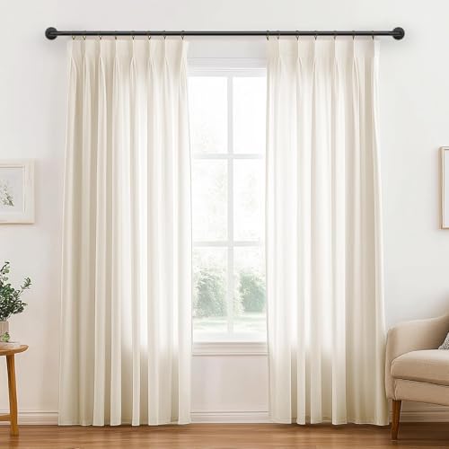 1 Inch Heavy Duty Blackout Curtain Rods for Windows, Industrial Pipe Wrap Around Room Divider Decorative Curtain Rods Wall Mount & Ceiling Mount, Black, 48-86 Inch