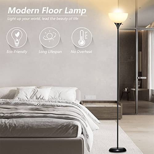 Standing Lamp, Led Floor Lamps for Living Room, Drop-Resistant White Lampshade, Rotary Switch, Industrial Metal Tall Lamp for Living Room Bedroom Study Office Kid’s Room