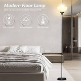Standing Lamp, Led Floor Lamps for Living Room, Drop-Resistant White Lampshade, Rotary Switch, Industrial Metal Tall Lamp for Living Room Bedroom Study Office Kid’s Room