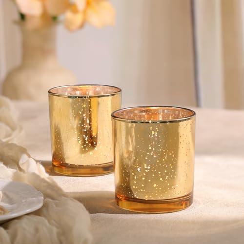 6 Pcs Large Gold Votive Candle Holders Tea Light Candle Holder Glass