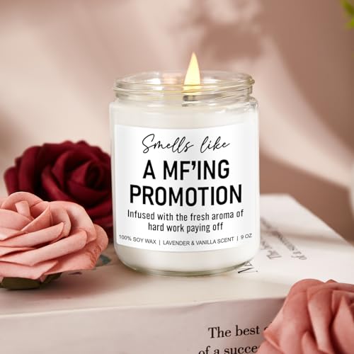 Younift Funny Scented Candles - Congratulations on Your Promotion, New Job Gifts for Women, Men - Job Decorations - 9 oz