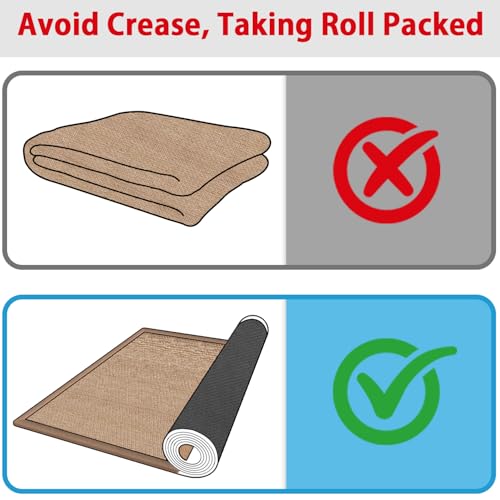 12ft Natural Jute Hallway Runner Rug Non Slip Washable, Rubber Backed Long Indoor Entryway Runner, Absorbent Kitchen Carpet Sink Rug, Camel