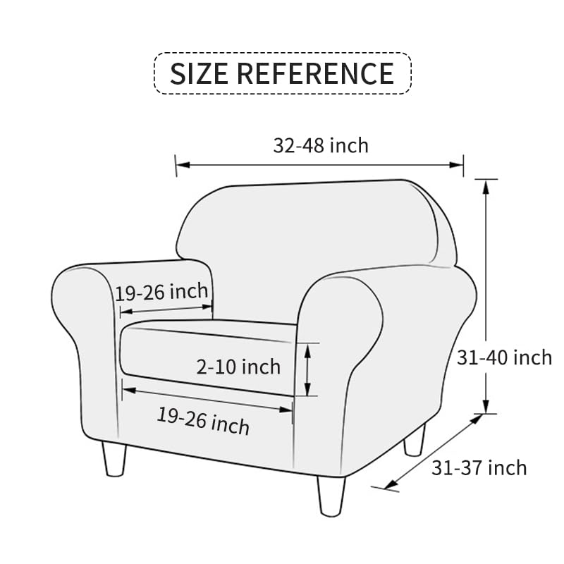 FORCHEER Armchair Slipcovers 2 Piece Printed Sofa Couch Covers with 1 Separate Cushion Couch Covers Washable Bohemia Style Sofa Slipcover with Elastic Bottom for Living Room (Armchair, Styles 1)