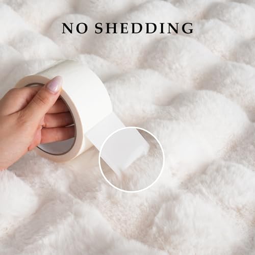 BENVWE Faux Fur Throw Blanket for Couch - Cozy Plush Fluffy Soft Thick Bubble Blanket for Living Room Home Decor - Mothers Day Birthday Gifts for Women, Cream White, 51" x 63"