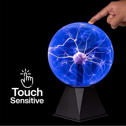 7 Inch Blue Plasma Ball, Plasma Lamp/Light, Plasma Electric Nebula Lightening Ball, Touch & Sound Sensitive, for Parties, Home, Decorations, Gift for Holiday and Birthday, Novelty