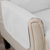 Great Bay Home Reversible Sofa Cover - Washable Slipcover Furniture Protector with Elastic Straps - Perfect for Kids & Pets - Quilted & Stitched Detail (White/Sand)
