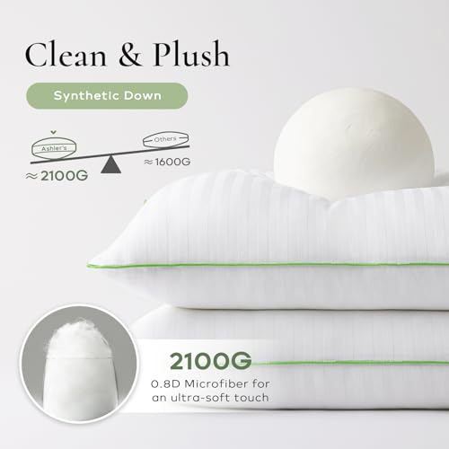 Ashler Home Deco Synthetic Down Pillow Inserts, 28x28 Down Alternative Throw Pillows Insert Sleeping Pillows with 100% Cotton Cover Decorative Pillow Stuffer for Sofa, Couch Bed(Set of 4, White)