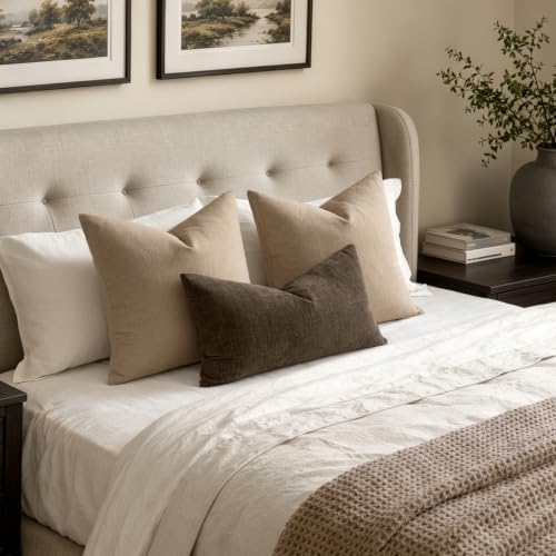 MIULEE Chocolate Brown Chenille Couch Lumbar Throw Pillow Covers, 12x20