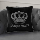 Juicy Couture Square 1-Piece Living Room and Bedroom Décor, Premium Throw Pillow, 20"x20", Black Rhinestone Crown