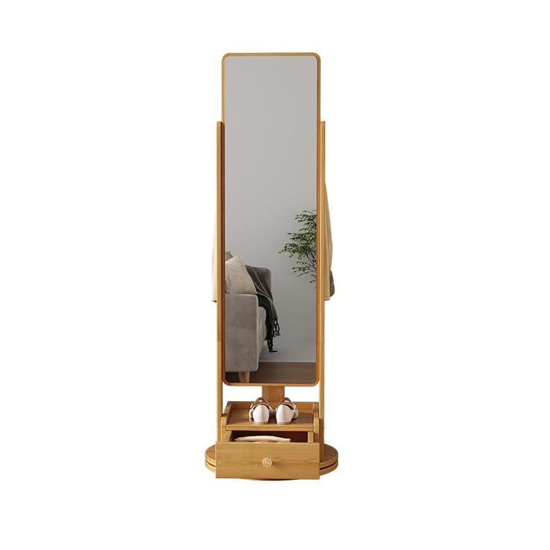 Full Body Mirror, Full-Length Mirror, Floor-to-Ceiling Mirror, Home Bedroom, rotatable Storage, Fitting Mirror with Hanger, Integrated Dressing Mirror,Bedroom Furniture