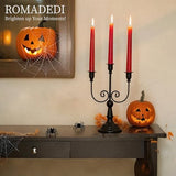 Romadedi Halloween Candelabra, Black 3-Arm Candle Holders, Set of 2