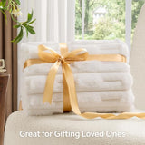 BEDELITE Faux Fur Cream Throw Blanket for Couch - Super Soft & Cozy Plush Striped Blanket for Sofa and Room Decor, Luxury Fluffy All-Season Blankets Gift for Women, Men, Mom, Dad, 50x60 inch, Cream
