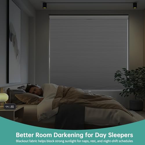 Changshade Blackout Top Down Bottom Up Cellular Shades, Cordless Honeycomb Blinds for Bedroom, Nursery & Bathroom, Total Privacy, 34" W*72" H,White