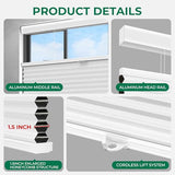 Allesin Top Down Bottom Up Cellular Shades,Blackout Blinds Noise Reduction,Cordless Cellular Shades Room Darkening Honeycomb Blinds,Blackout (White,27"x64")