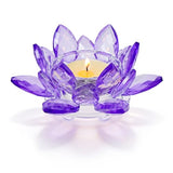 1 Pc Purple Crystal Lotus Flower Tealight Candle Holder | Glass Votive Candlestick Decor for Home, Wedding, Party & Christmas Table Centerpieces