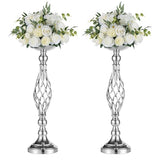 NUPTIO Silver Centerpiece Stand for Table, Twist Style , 20.5" Tall, 2 Pcs