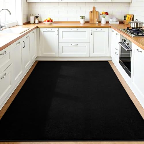 Vasofe Black Area Rugs for Living Room Bedroom, 4x6 Modern Thickened Memory-Foam Throw Carpet, Super Soft Kids Boys Girls Rug, Non-Slip Washable Carpets for Dorm Nursery Classroom Office Decor