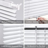 LazBlinds No Drill Cordless Aluminum Mini Blinds, 34'' W x 36'' H, White | No Drill Blinds, Horizontal Mini Blinds, Blinds for Indoor Windows