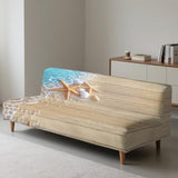Futon Sofa Cover Starfish Wood Print Armless Couch Cover Stretch Futon Slipcover Easy to Install Futon Accent Slipcovers Dustproof Xmas Decor