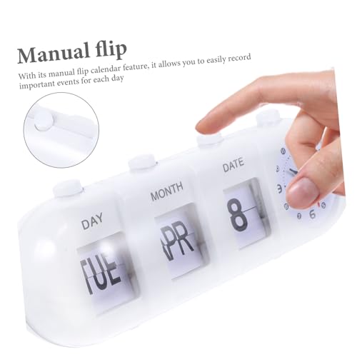 Garneck Home Office Manual Flipping Clock Retro Desktop Calendar Month Date Display Material for Home Decor Easy Read Design for Office Kitchen and More