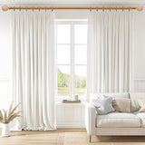 Wood Curtain Rod for Windows 48 to 84 Inch, 1'' Diameter Adjustable Heavy Duty Rustic Farmhouse Drapery Rods with Boho Imitation Wooden Grain Decorative Finials, Size: 30''-88'' – Light Wood
