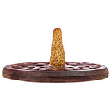 Pentagram Incense Holder - Handcrafted Incense Burner fits 15 Incense Sticks and 1 Incense Cone - Carved Wood, Brass Holders - 5 Inches Wide