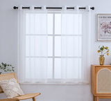 PI White Sheer Curtains 63 Inch Length with Grommet Top,Short Voile Textured Sheer Curtain for Kitchen/Dining Room/Living Room 2 Panels (W42 X L63, Optical White)