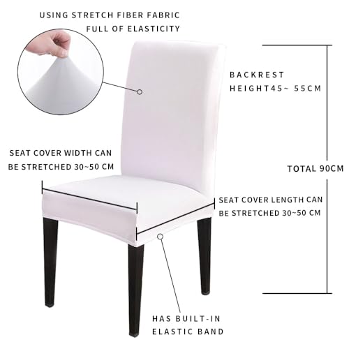 Savannan Chair Covers Set of 4, Modern Navy Blue White Stripe Removable Stretchable Parsons Chair Slipcovers Protector for Kitchen Dining Room Retro Linen Texture