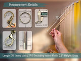 36 inch (4 Pack) Steel Cap Round Base Acrylic Curtain Pull Wand - Clear Curtain Wand - Invisible Drapery Wand - Drapery Pull Rod (36 Inch)