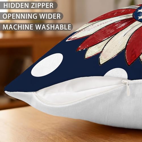 Hexagram 4th of July Pillow Covers 18x18 Patriotic Throw Pillow Covers July 4th Decorations American Flag Set of 4 Decor Star Independence Memorial Day Home Decor