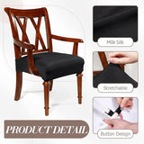 Havawish 6pcs Waterproof Elastic Milk Silk Large Dining Room Chair Seat Covers with Armrest Dining Chair Slip Covers Protectors