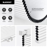 LazBlinds Cordless Cellular Shades, No Tools No Drill Blackout Honeycomb Shades Pleated Blinds for Windows, 35'' W x 48'' H, Silver White