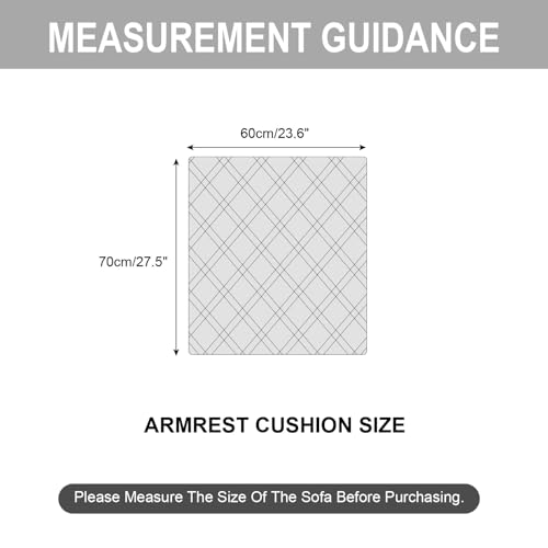 Genina Sofa Armrest Cover, Anti-Slip Armchair Slipcovers for Dogs Cats Pet, Water Resistant Couch Arm Cover for Backrest Recliner Loveseat, L Shaped Sofa, 23.6 x 27.5 Inches（2 Pieces）
