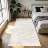 3x6 Washable Kitchen Runner Rug: Abstract Soft Neutral Carpet BeigeGray