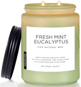 M&SENSE Eucalyptus & Mint Scented Jar Candle, Large 19.4oz Natural Soy Wax, 110-Hour Long Lasting Non-Toxic Clean Burning, Fresh Smelling Home Aromatherapy for Spa Stress Relief, Gifts for Men Women