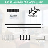 Matte Black Curtain Rods for Windows 48 to 86 Inch, 1-Inch Adjustable Drapery Rods with Aluminum End Cap and Brackets for Room Divider, Bedroom, Living room, Kitchen, Bathroom Etc
