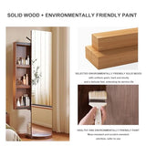 4-in-1 Full Length Mirror with Jewelry Cabinet, Makeup Organizer & Coat Rack - 360° Rotating Wood Floor Mirror, Space-Saving Dressing Mirror for Bedroom & Entryway