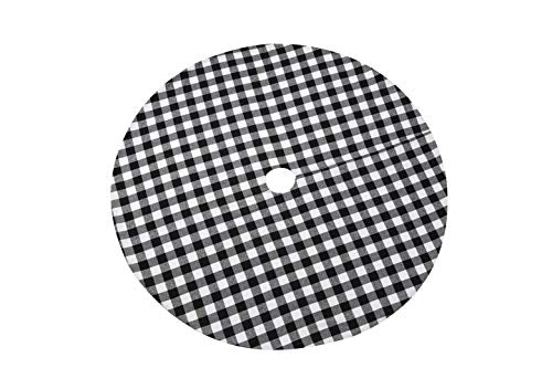 Sattiyrch Buffalo Plaid Christmas Tree Skirt 36 in,Black and White Buffalo Check Christmas Tree Skirt for Holiday Christmas Decorations (36in, White and Black)